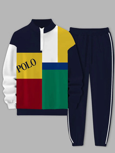 للبيع بالجملة مجموعات بنطال بولو بسحاب نصف بدلة رياضية للرجال للركض رياضية للرجال 2 قطعة - Product Image 3