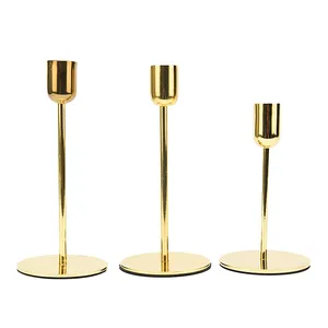 CH-31675 set of 3 Table top romantic dinner rose gold metal candle holder for wedding