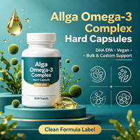 Complexe d'Oméga-3 à base d'huile d'algues, haute concentration, capsules rigides, DHA EPA + Vitamine E, végétalien, complément alimentaire personnalisé pour adultes