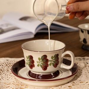 ถ้วยกาแฟทาสีด้วยมือแบบย้อนยุคกลางศตวรรษถ้วยน้ำชายามบ่ายถ้วยแก้วกาแฟสวยงาม - Product Image 4