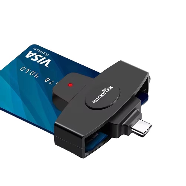 Portable Mini USB C Card Reader ISO7816 Contact ID IC ATM EMC CAC Sim & Credit Type C Smart Card Reader