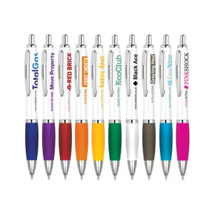 Ready Stock Printing Office Print Plastic Pen With Promotional Personalize Customised Custom Logo Click Ball Ballpoint Rubber