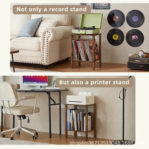 Solid Wood <b>Record</b> <b>Stand</b> With Storage Shelf For Vinyl Collection And Speaker Placement Living Room Furniture - Product Image 4