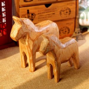 Caballo <span class=keywords><strong>Dala</strong></span> de madera hecho a mano, 2 piezas/juego, arte folclórico nórdico, estilo natural, decoración para el hogar, figura decorativa - Product Image 1