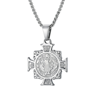 Collar con Cruz de San Benito en Acero Inoxidable 316L, Colgante de Protección de San Benito para Hombres y Mujeres, Joyería Religiosa Católica - Product Image 2
