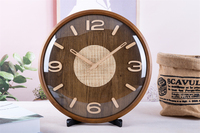 Jam Dinding Kayu Oak Desain Kreatif dengan Bingkai Kayu Rattam Modern untuk Rumah