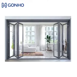 Produttore GONHO a buon mercato prezzo competitivo Bi porte in alluminio 5 anta pieghevole porta Bifold