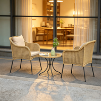 Fauteuil en rotin pour balcon avec petite table d'appoint - Mobilier de terrasse extérieur, chaise en rotin moderne pour le loisir