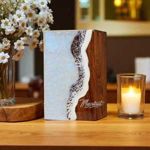 Mejores Ofertas: Urna Funeraria con Superficie Pulida de Madera y Resina Epoxi, Estilo Moderno, Urna Funeraria en Venta - Product Image 3