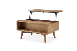 Mesa de Centro Estilo Rústico con Tapa Elevadora y 2 Compartimentos Ocultos, Almacenamiento Práctico, Muebles para Sala de Estar - Product Image 3