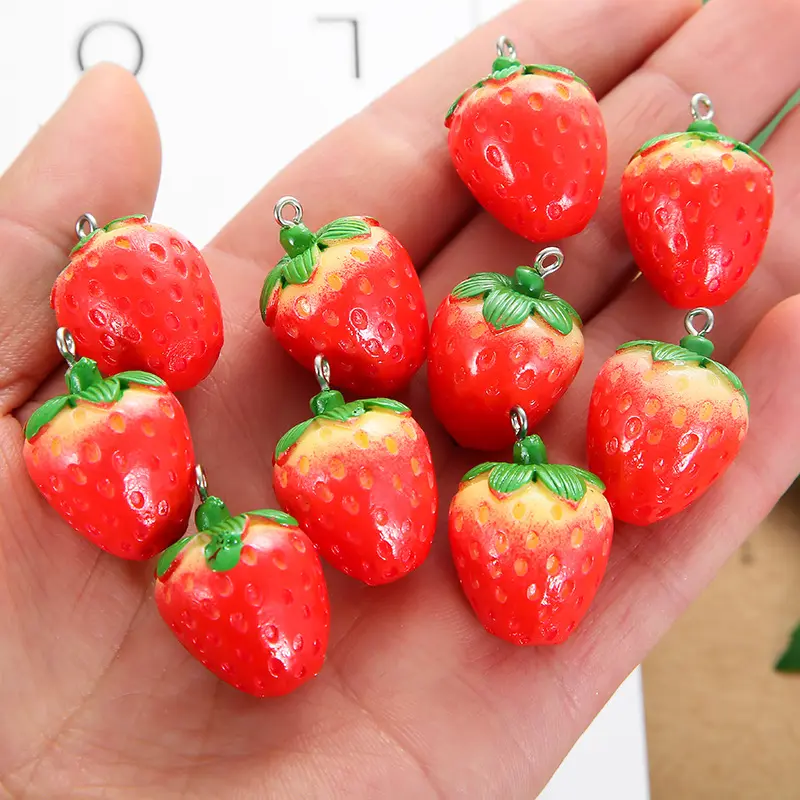 Keychain Simulation Cute Kawaii plastic Fruit Diy Resin charms 3D Strawberry Pendant