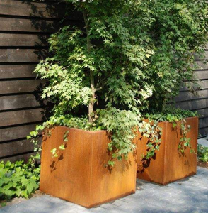Jardinière en acier corten, style classique, pour décoration extérieure et intérieure, patio, cadeau idéal, métal rouillé, pour la décoration du jardin - Product Image 2