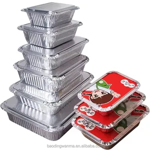 Rectangular tin foil box takeout box roast roast baking special packing box Disposable aluminum foil tin foil bowl thicing Pouch