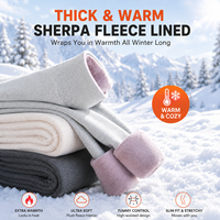 Leggings en polaire gris clair pour femmes, doublure sherpa violette, taille haute, épais, chauds, extensibles, pour l'hiver, vente en gros