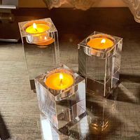 Bloc de cristal K9 vierge en gros 5*5*8cm pour bougeoir, avec gravure intérieure 3D, support de bougie en cube de cristal vierge