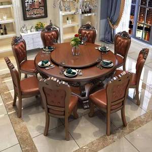 Set da Pranzo in Stile Europeo con Tavolo Rotondo in Legno <span class=keywords><strong>e</strong></span> <span class=keywords><strong>Sedie</strong></span> per Sala da Pranzo - Product Image 3