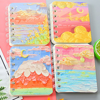 Cahier à bobine A7 Journal d'étudiant mignon avec mini caractéristiques de bureau portable Bloc-notes à reliure spirale en papier Cadeau pour étudiants