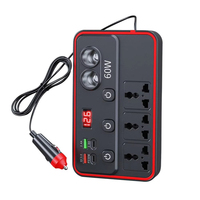 Pengisi Daya Cepat Multi-Port PD QC 12V 24V ke 220V dengan Stopkontak AC & Pemisah Pemantik Rokok, Voltmeter Digital untuk Mobil Truk