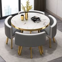 Ensemble de table et de chaises de salle à manger moderne en bois beige durable de conception luxueuse, prix de gros, sur mesure, avec pieds en métal pour 4 personnes