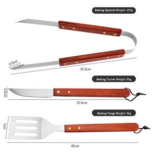 Juego de herramientas de barbacoa 18 en 1 de moda con estuche de transporte portátil negro Juego de accesorios de cocina de madera de acero inoxidable - Product Image 6