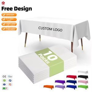 Wasserdichte Hochzeit Weihnachten Camping Party Maßgefertigte Einweg PP Vinyl Rosa Weiß Kunststoff Rechteck Tischtuch Uni Volltonfarben - Product Image 1