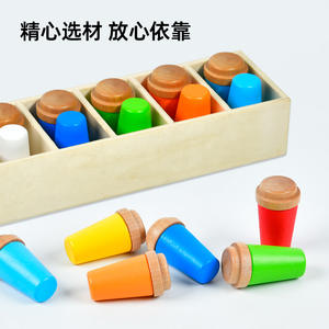 Giochi educativi di smistamento dei colori per bambini classificazione di corrispondenza dei colori in legno giocattoli da costruzione i bambini indovinano il gioco dei colori - Product Image 4