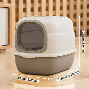 Bac à litière pour chat surdimensionné entièrement fermé en plastique PP carré anti-évasion, toilette pour chat désinfection stérilisation en gros - Product Image 2