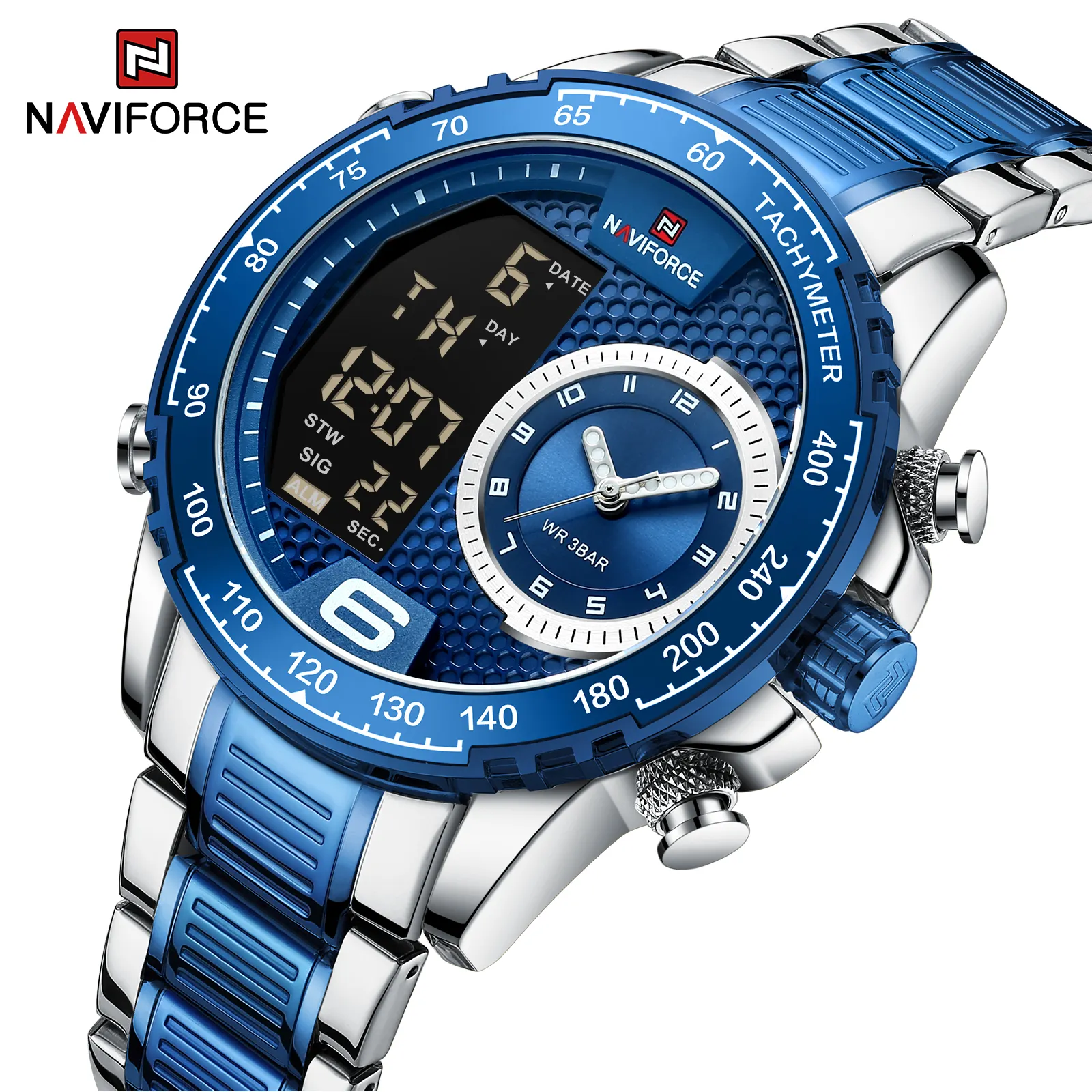 Unique Design Watches Famous Brands NAVIFORCE 9199 SBE Luxury Stainless Steel Multiple Time Zone Business Watch Luxury