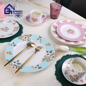 Vente en gros 24 pièces ensemble de table en céramique personnalisé <span class=keywords><strong>vaisselle</strong></span> bol et assiette ensemble de <span class=keywords><strong>vaisselle</strong></span> en grès bon marché pour le <span class=keywords><strong>service</strong></span> de fête de mariage - Product Image 5