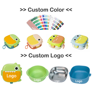 Customized PP Plastic Portable Leak Proof Bento Lunch Box Stainless Steel Baby Food Bowl <strong>Set</strong> With Spoon Scissor for Kids - Product Image 5