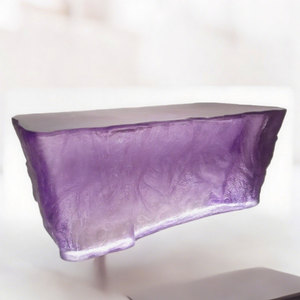 R004 Table basse en résine cristalline à effet glacier Meubles de salon modernes Table nordique robuste en résine transparente - Product Image 1