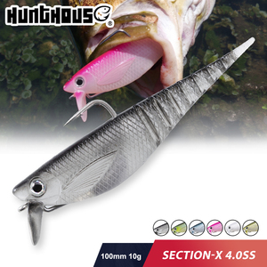 Señuelo de Pesca Ajustable Tipo Minnow de Doble Ala, 100mm, 10g, 3.94 Pulgadas, con Anzuelos Pre-ensartados, Anzuelo Crank, Cebo Suave de PVC para Pesca en Agua Salada - Product Image 1