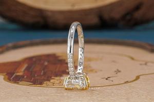 Elegant Radiant Tri <b>Stone</b> Ring With Fancy Yellow Diamond Handmade Jewelry Sparkling Luxury Diamonds Timeless Design Perfect - Product Image 3