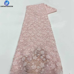 Màu đen pháp <span class=keywords><strong>Net</strong></span> thêu hạt Sequins ren vải đẹp Wedding party DRESS hạt Sequins ren vải - Product Image 6
