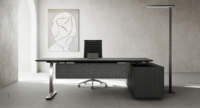 Bureau de direction moderne et luxueux, modulaire, extensible, avec armoire latérale convertible, hauteur réglable, table de PDG, espaces de travail corporatifs