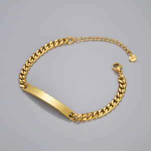 Custom Name Bar Classic Fashion Chain Pendant <b>Stainless</b> <b>Steel</b> <b>Bracelet</b> Personalized Gift for Women <b>Men</b> UIONEN 1931 - Product Image 1