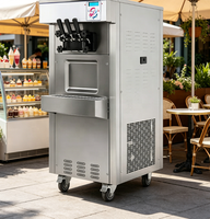 Machine à crème glacée molle à triple buse facile à utiliser, type sur pied, pour les salons de thé, les buffets et la restauration