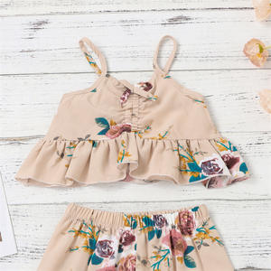 ガールズスーツ2022新しい夏のファッション韓国スタイル快適なスリングトップかわいいプリーツショーツ女の赤ちゃん服セット - Product Image 3