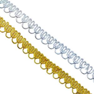 <span class=keywords><strong>TROYA</strong></span> 1.5cm/2cm Eco-Friendly 100% Poliestere Fai da Te Tessuto Erkoumi Oro Argento Ricamato con Paillettes Passamaneria in Pizzo Motivo Geometrico - Product Image 1