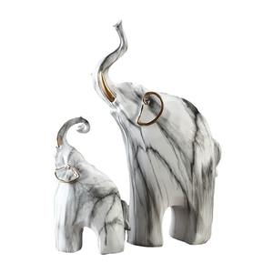 Creative Marble Pattern Auspicious Elephant Folk Art Epoxy <b>Resin</b> Sculpted Figurine Home Decoration Living Room Artistic Crafts - Product Image 5