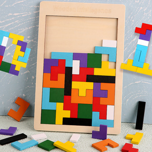 Rompecabezas de Madera Colorido Tangram para Niños, Juguetes Educativos, Juegos de Mesa, Rompecabezas para Niños Inquietos - Product Image 1
