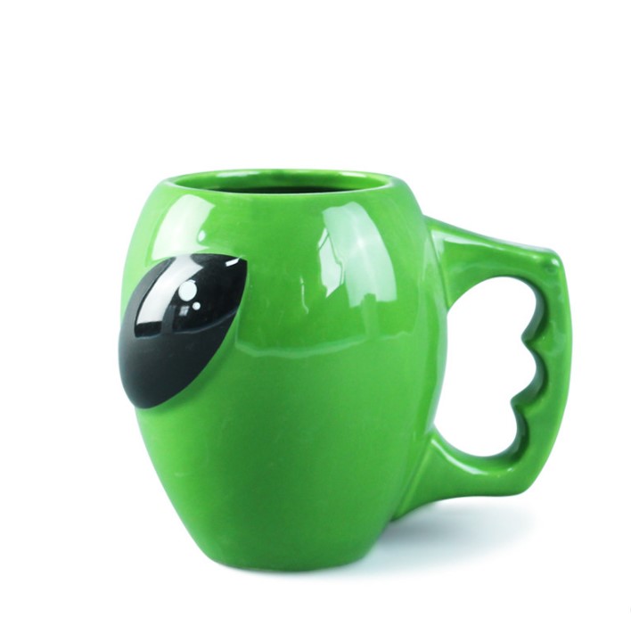 Ceramic 3D Special-shaped Mug ET Mug Creative Cartoon Green alien Mug  Lovely Water Cup