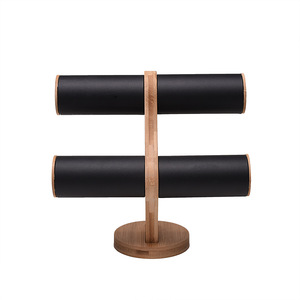 Wholesale Custom Bracelet <strong>Holder</strong> Display T bar Jewelry Bangle Velvet Bracelet Display Hairband Wooden Display Stand - Product Image 5