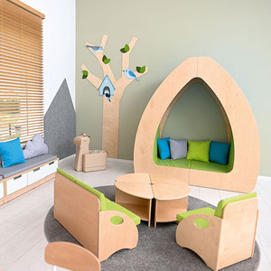 Moetry Cozy Wooden Kids Reading Nook Hut avec sièges moelleux, mobilier de bibliothèque moderne et écologique pour école maternelle et école primaire pour enfants - Product Image 2