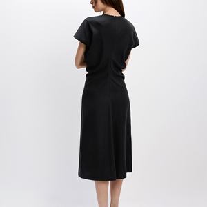 Robe trapèze en coton pour femme, à manches courtes, taille plissée, respirante, écologique, pour un usage quotidien - Product Image 5