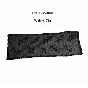 Pañuelo largo de poliéster para mujer, de seda de isla transpirable, suave y agradable para la piel, con borde ondulado bordado de color liso, ideal para comercio exterior. - Product Image 5