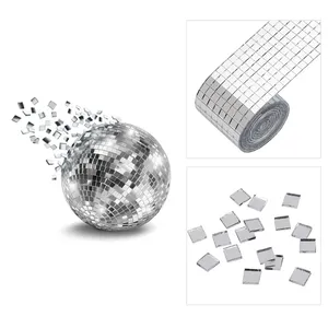 Auto-adhésif acrylique artisanat <span class=keywords><strong>Mini</strong></span> miroirs carreaux de mosaïque <span class=keywords><strong>Stickers</strong></span> <span class=keywords><strong>muraux</strong></span> salle de bain décor à la maison boule Disco bricolage verre miroir autocollants - Product Image 2