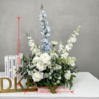 DKB Handgefertigtes Kunstblumen- und Pflanzenarrangement Blaue Rittersporn-Blumenstrauß Dekoration für Hochzeits-Bodenornament