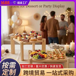 Bandejas de madera personalizadas para postres, bandejas para pasteles de cumpleaños, bandejas de madera maciza para quesos y delicatessen. - Product Image 5