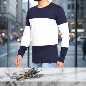 T-shirts à manches longues pour hommes, de qualité supérieure, 100% coton, respirants, à séchage rapide, pour la gym, la remise en forme, l'athlétisme, avec logo personnalisé en gros - Product Image 1